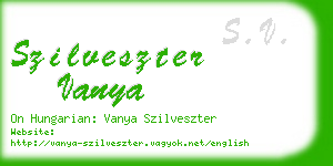 szilveszter vanya business card